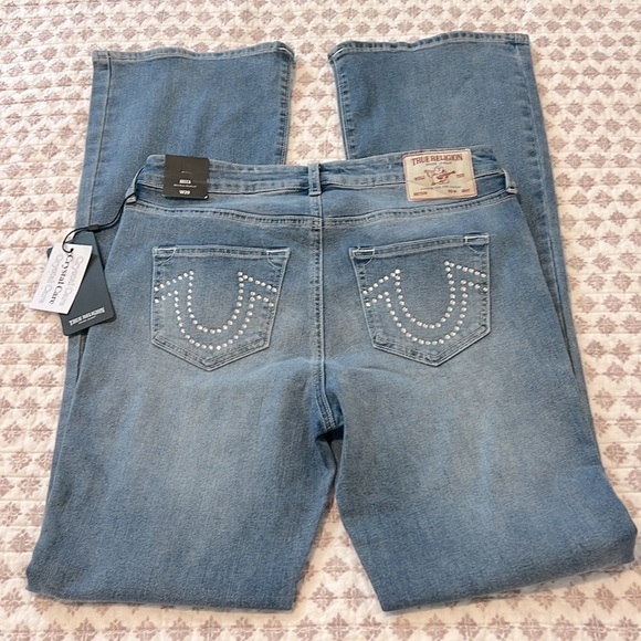 NWT True Religion Becca Mid Rise Bootcut Crystal Horseshoe Pocket Jeans Size 29 - Picture 11 of 16